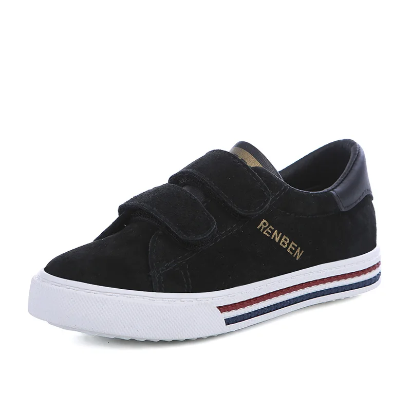 Kids shoes boys pigskin leather child spring autumn new boys girls shoes children casual shoes students running shoes - Цвет: black