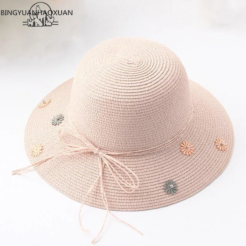 

BINGYUANHAOXUAN Sun Hat Fashion Beach Hat Parent-child Capeline Broad Straw Hat Beach Sun Hat Summer Female Sun Protection Cap