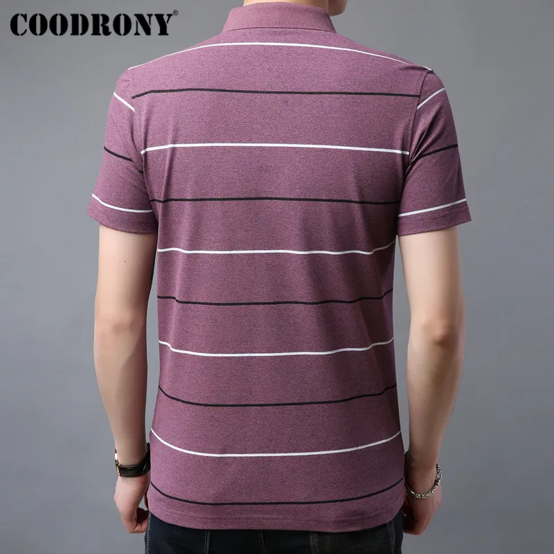 COODRONY, мягкая хлопковая футболка, мужская полосатая футболка с коротким рукавом и карманом, Мужская одежда, летняя уличная одежда, повседневные мужские футболки S95059