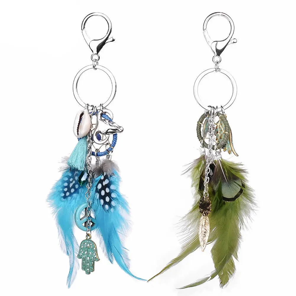 Boho Style Dream Catcher Feather Tassel Keychain Keyring Key Ring