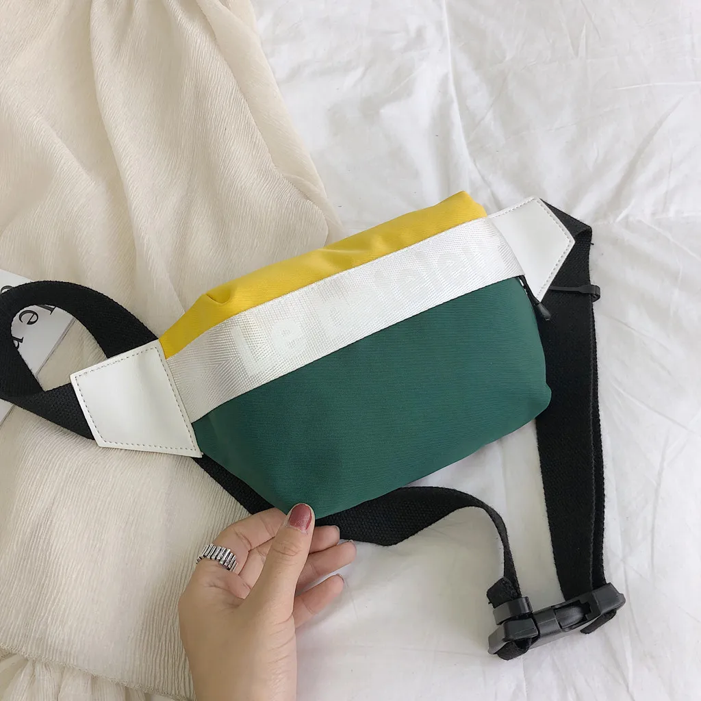 

2019 Fashion Zipper Shoulder Bags Patchwork Shopping Bag Single Shoulder Black Yellow Canvas Cloth Bag Zipper Eco Shopping Bag