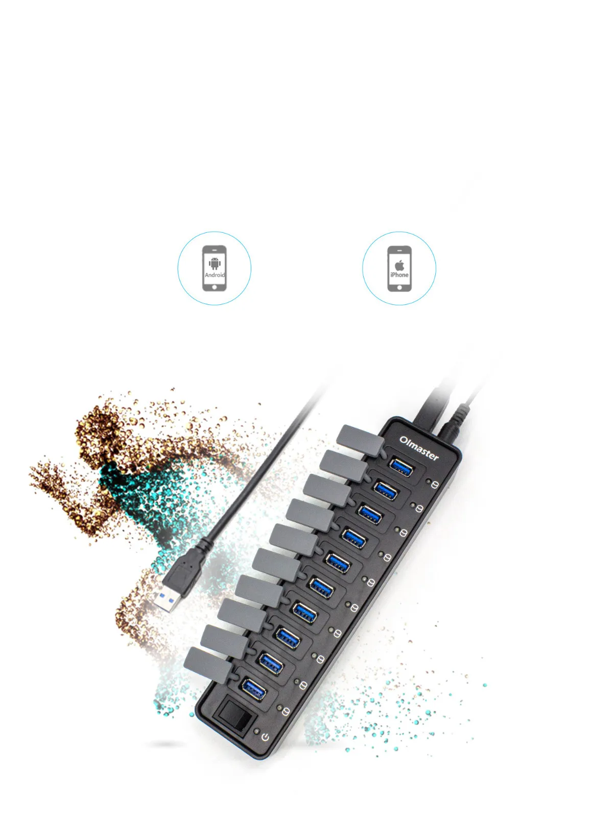OMESHIN USB3.0 10 концентратор порт зарядки с блоком питания и несколькими usb-разделителями, подходит для самостоятельного дизайна пылезащитной крышки