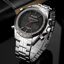 6 11 Sport Men Watch Led Display Stainless Steel Watch Mens Quartz Military Digital Watch Back