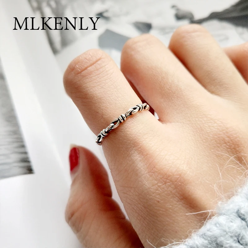 Женское кольцо с узлом MLKENLY тонкое минималистичное средней длины маленькое