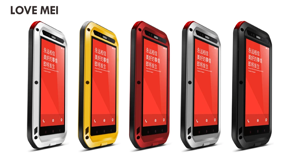 imágenes para Amor de la Original Mei Potente Caso Para Xiaomi Hongmi Nota Redmi Nota Impermeable A Prueba de Golpes Cubierta de la Caja De Aluminio + Vidrio Templado imágenes para Amor de la Original Mei Potente Caso Para Xiaomi Hongmi Nota Redmi Nota Impermeable A Prueba de Golpes Cubierta de la Caja De Aluminio + Vidrio Templado