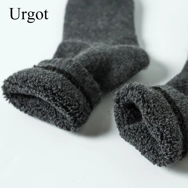 Urgot 3 пары мужские шерстяные зимние носки супер толстые теплые однотонные черные