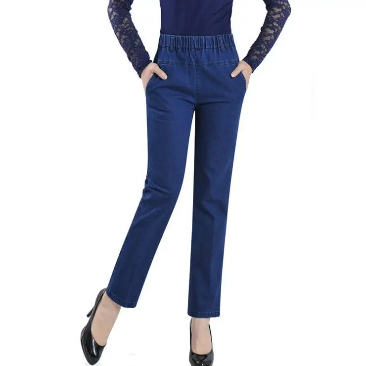 Женские джинсы с эластичной резинкой на талии эластичные джинсовые штаны прямые джинсовые брюки xxxxl