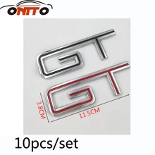 10 шт./компл. 3D цинковый сплав металлический авто корпус GT эмблема наклейка автомобиль стильный значок наклейка для фокуса fiesta Ranger Mondeo