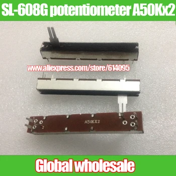 

2pcs 88MM SL-608G straight sliding potentiometer A50Kx2 / two-channel fader handle 20MMA6 wide 12MM high 11MM