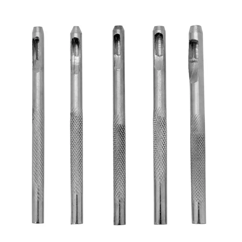 

5pcs/set 2-4mm Steel Leather Hollow Punch Set DIY Tool Gasket Belt Hole Punching Leather Tools Sewing Accessories