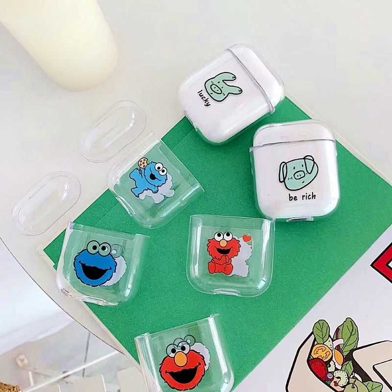 Airpods case Transparent Earphone Case For airpods 1 2 Cover Cartoon Bluetooth Hard PC Wireless Headphone protective Box Bag