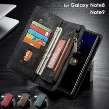 Роскошный кожаный чехол для samsung Galaxy Note 9, 8, Note9, Note8, на молнии, с магнитной застежкой, кошелек, чехол, для Note 8, 9, с отделением для карт, держатель