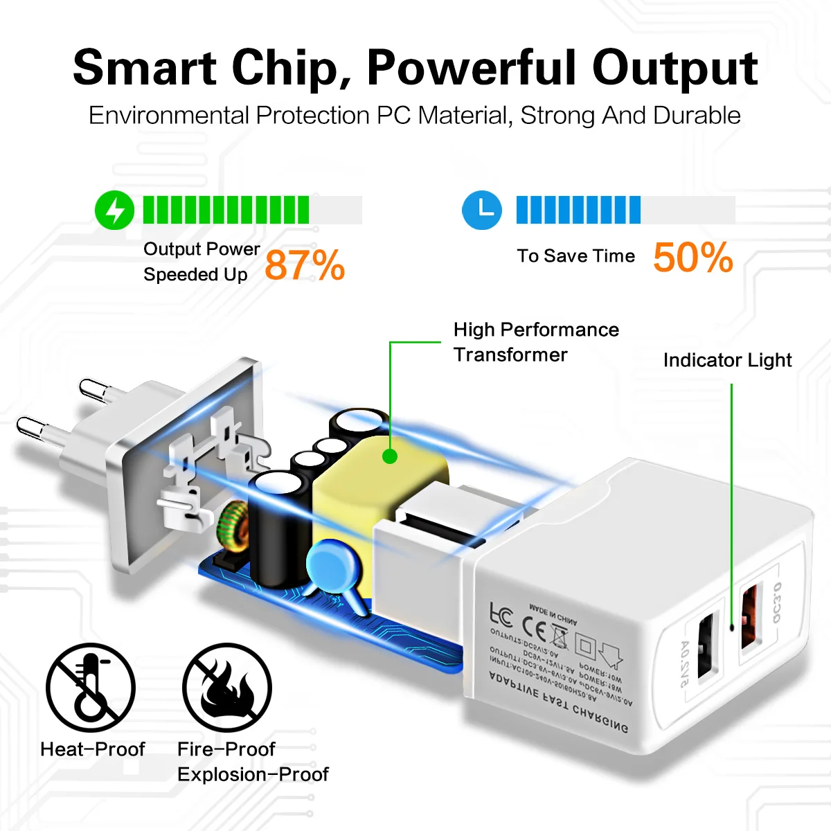 FONKEN 2 порта USB зарядное устройство Быстрая зарядка 3,0 USB адаптер 28 Вт QC3.0 QC2.0 портативное дорожное двойное USB быстрое зарядное устройство для телефона планшета