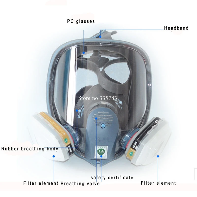 SJL безопасность полная лицевая противогаз 7 костюмов Анти-пыль краска органический паровой картридж многоразовый фильтр респираторы защитный
