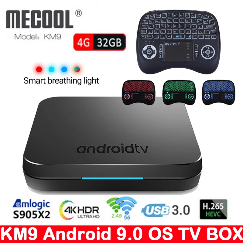 

Android 9.0 MECOOL KM9 Android TV Box Amlogic S905X2 4GB 32GB Bluetooth 4.1 4K Dual Wifi Media Player Set Top Box with keyboard