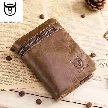 

BULLCAPTAIN Brand wallet leather Men Wallet coin pocket zipper portfolio Handy luxury Short purse Male Purses Cards wallet