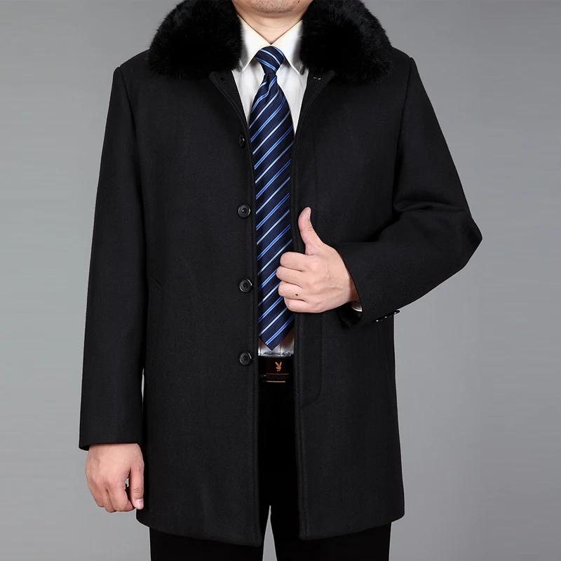 2020 Hot Sale Men Woolen Coat Winter Thick Warm Male Pea Coat Real Rabbit Fur Autumn Wool Coats Mens Coats And Jackets M-4XL 2020 Hot Sale Men Woolen Coat Winter Thick Warm Male Pea Coat Real Rabbit Fur Autumn Wool Coats Mens Coats And Jackets M-4XL