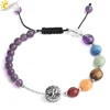 CSJA-Bracelet Chakra en pierre naturelle tressée, corde d'arbre de vie, breloques ajustables, bijoux Bracelet pour femmes, F987 ► Photo 1/6