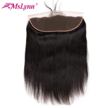 Mslynn Brazilian Straight Hair 13×4 Ear To Ear Lace Frontal Closure With Baby Hair Non-Remy Human Hair Medium Brown Swiss Lace