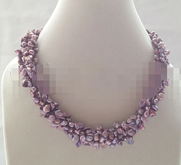 

0002354 5row 7-8mm purple red Reborn Keshi baroque freshwater pearl necklace