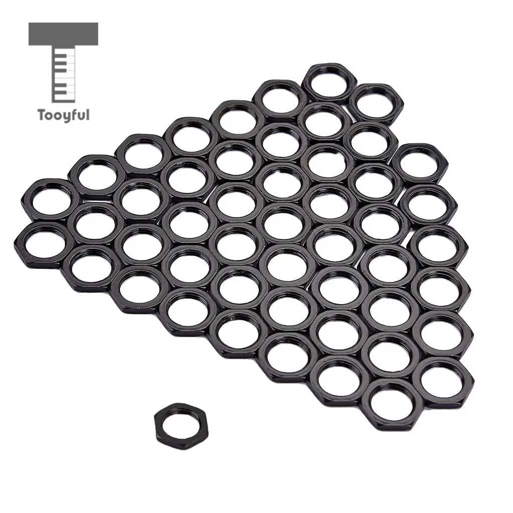 Tooyful 50 Pack Guitar Bass Jack Socket Nut Thin Nut for Guitar Parts Accessories 8mm Diameter