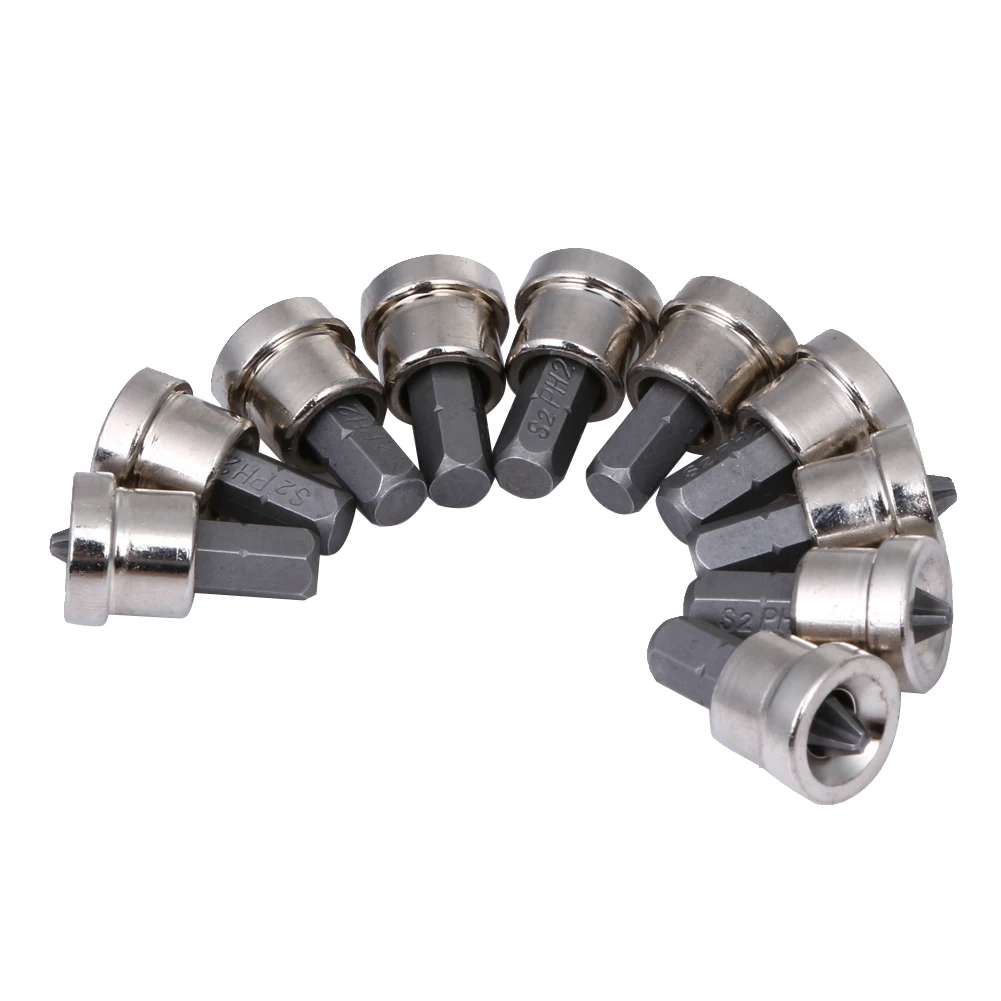 

10Pcs 25mm Long Depth Stop Plasterboard Screws Locating Bits PH2 Screwdriver Drywall Bits Magnetic Screwdriver Bits Dimpler Bits