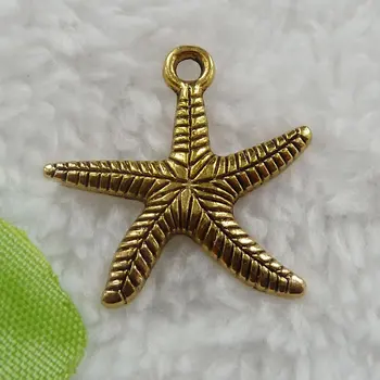 

280 pieces antique gold starfish charms 25x25mm #159