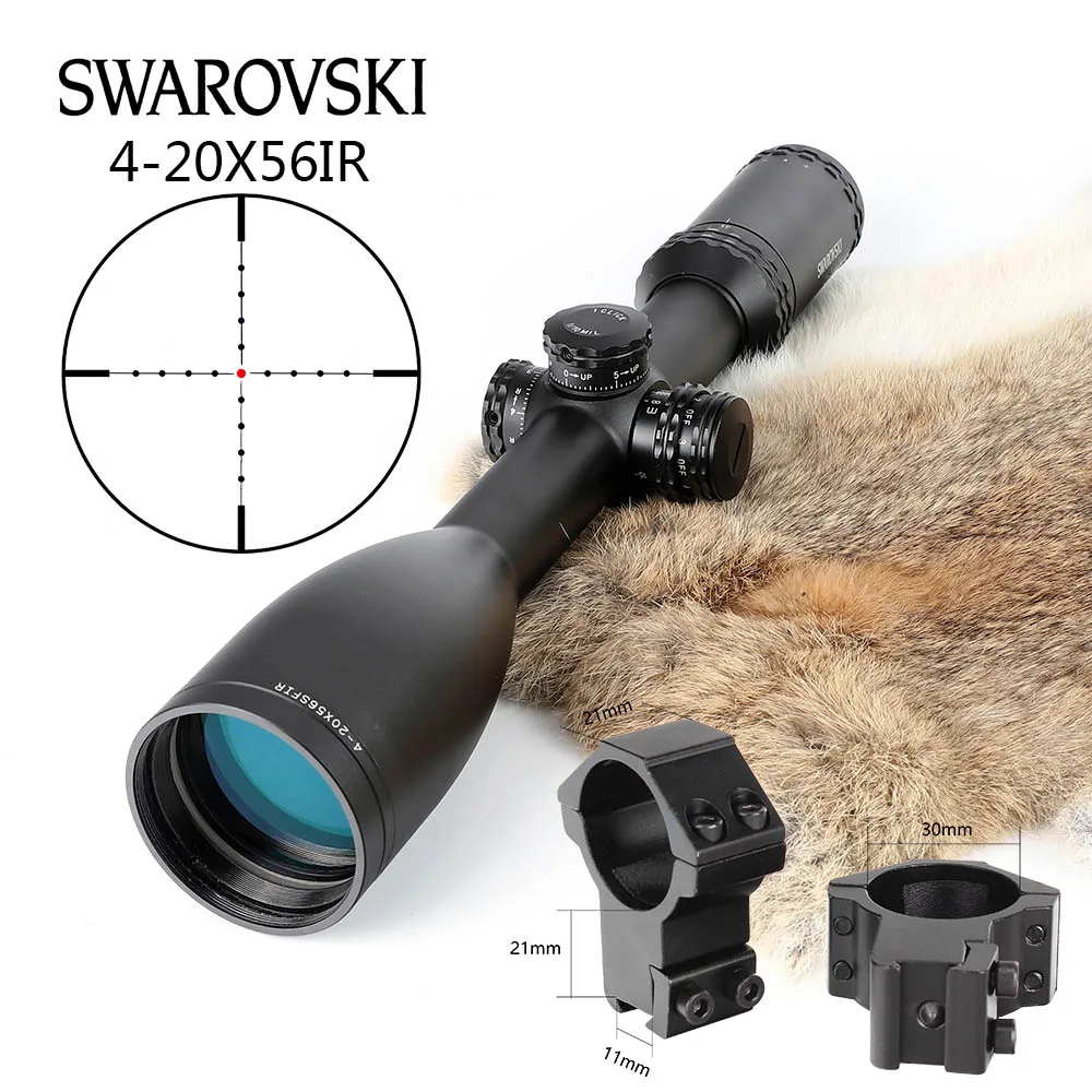 Имитация Swarovskl 4-20x56 SFIR RifleScopes Mil Dot glass F40-1 прицелы для охотничьей винтовки Сделано в Китае - Цвет: with Dovetail Rings