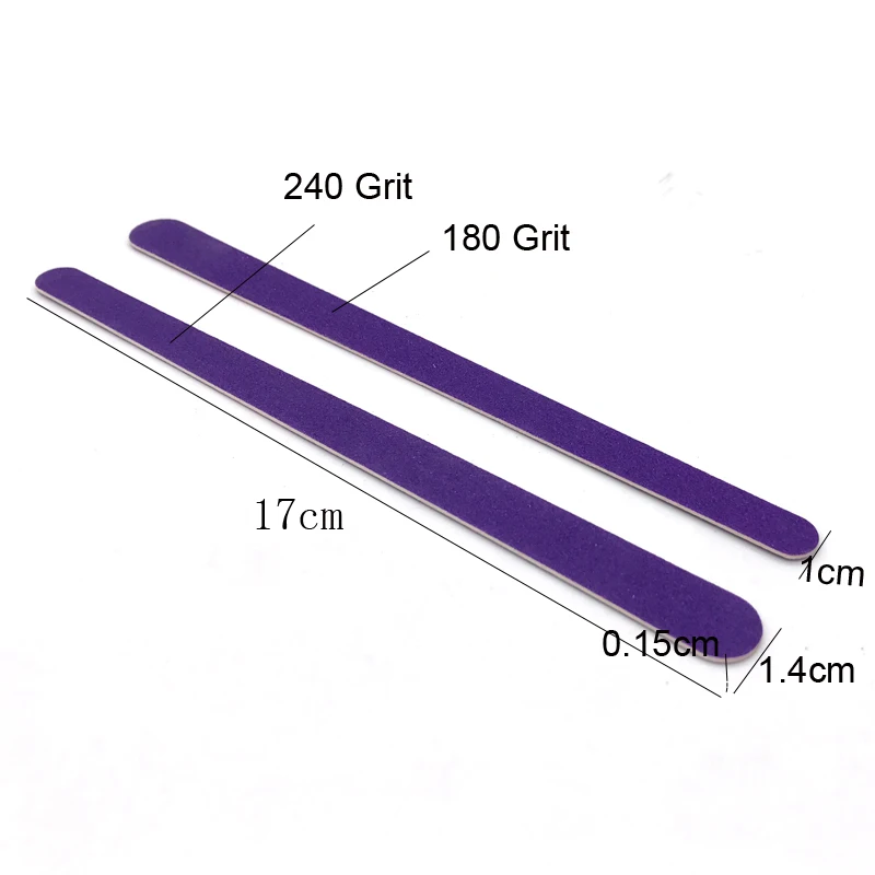 100 Pcs/Lot Wood Nail File Manicure Pedicure Buffer Sanding Files Crescent Purple Sandpaper 180/240 Grit Nail Art Salon Tools