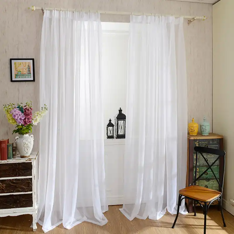 Cheap Solid White Curtains For Kitchen Living Room Bedroom