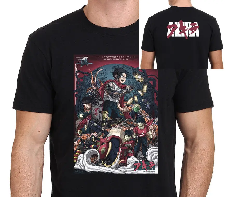 Мужская футболка Akira для видеоигр Культовая научной фантастики 80 х годов черная