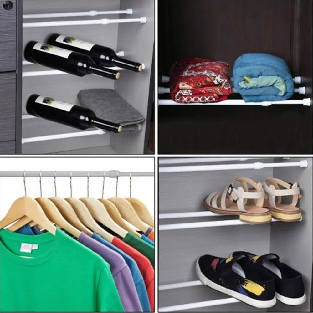 

Spring Loaded Extendable Telescopic Net Voile Tension Curtain Rail Pole Rod Door Shower Closet Accessory