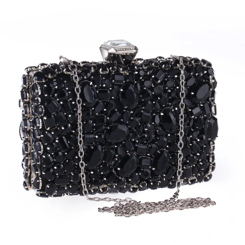 

Bamboo Charm Fashion Beading Women's Evening Clutch Acrylic Rhinestones Handbag Flap Metal Hasp Shoulder Bag Crossbody Messenger