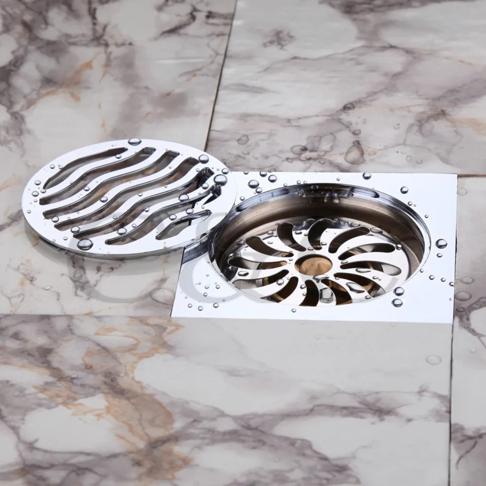 2020 Chrome Finish Copper Floor Drain Odor Removal Sink Grate Waste