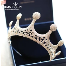 HIMSTORY блестящая Тиара с кристаллами, ручная работа, стразы, большая корона, свадебные аксессуары для волос, королевская королева, принцесса, свадебная одежда для волос