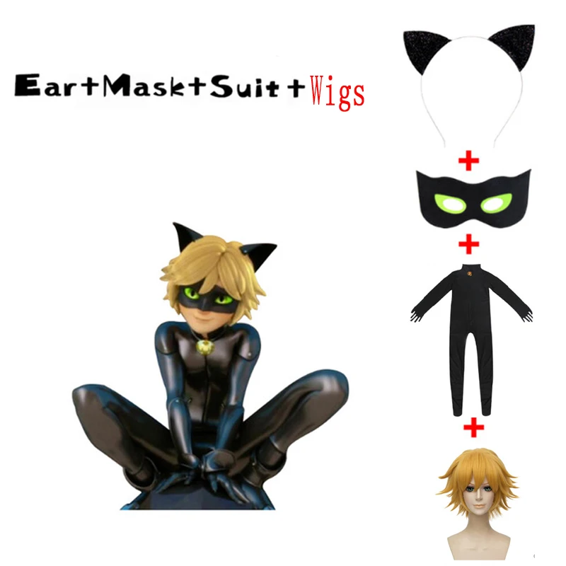 

Kids Boy Lady bug Costumes Black Cat Noir with Mask Ladybug Cat Cosplay Boys Superhero Costumes Kids Adrien Marinette Sets
