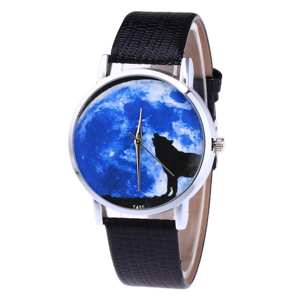 

Zhou Lianfa Fashion Casual Women Watch New Leather Strap Blue Wolf Ladies Mens Clock Round Quartz Wrist Watches montre homme