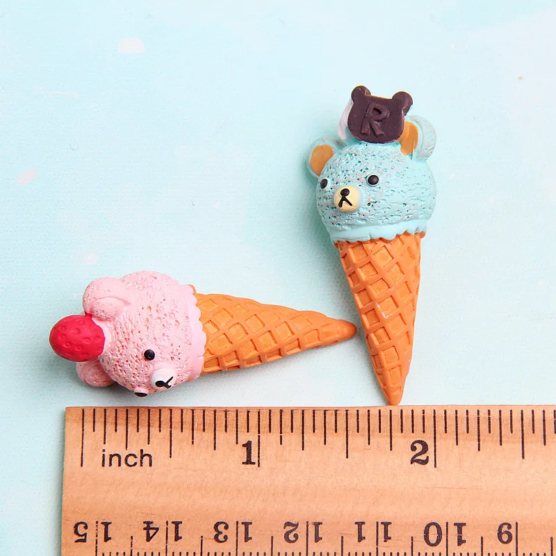 2pcs/lot Cute Scale Miniature Resin Ice Cream Cone Pretend Food For Dollhouse Play Kitchen Food 6