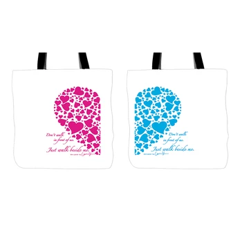 

Mr. Mrs Printed Tote Bags Two Pieces Double Sided Printing Handle Shopping Canvas Bag For Couple Lovers Valentine's Day Gift