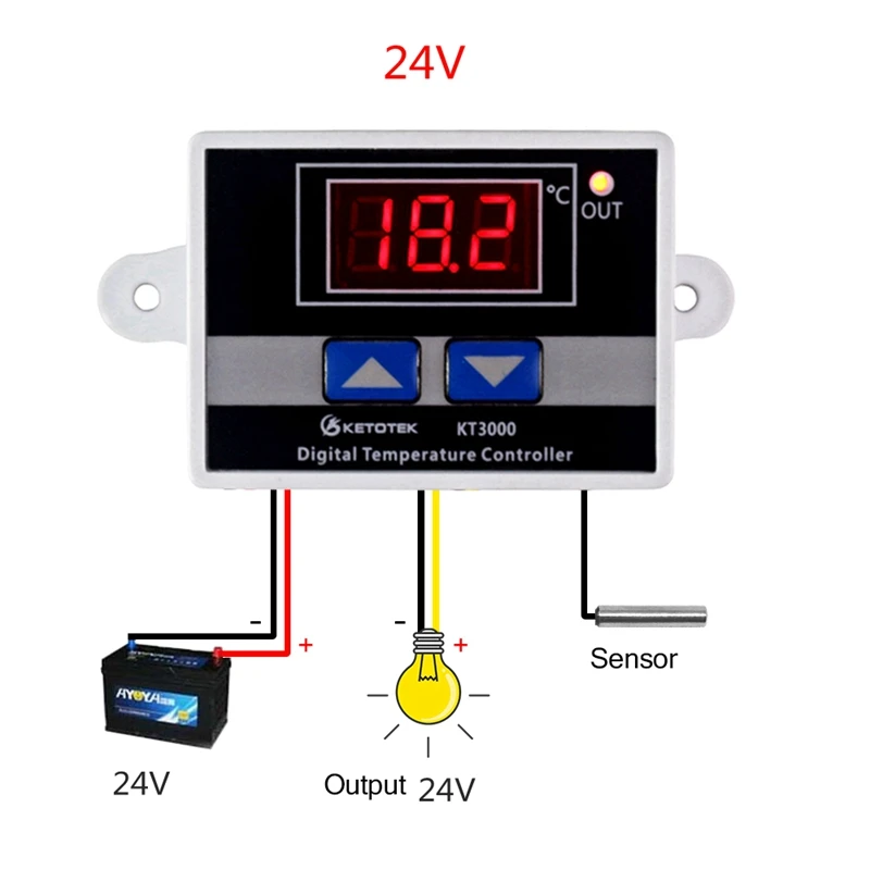 50~ 110C цифровой термостат переключатель температуры AC 220V 12V 24V 10A Микрокомпьютер регулятор температуры Термостат Регулятор - Цвет: 24V
