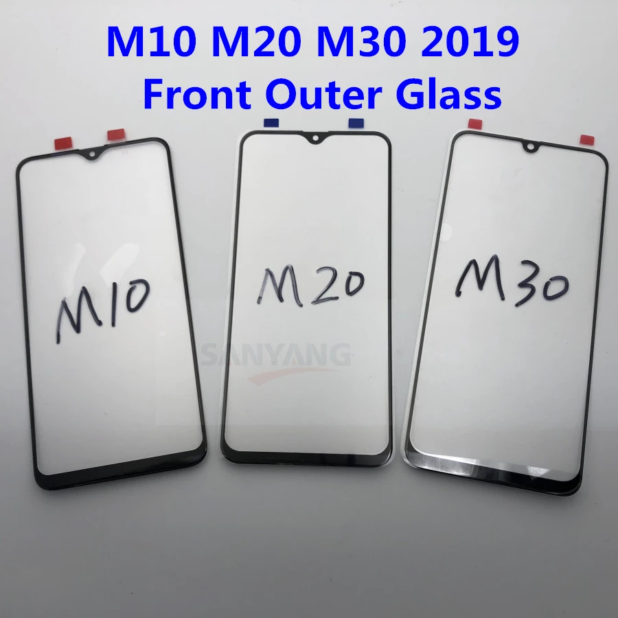 50 шт./лот Замена внешнего стекла для samsung Galaxy M10 M20 M30 ЖК-дисплей с сенсорным экраном Переднее стекло Внешний объектив