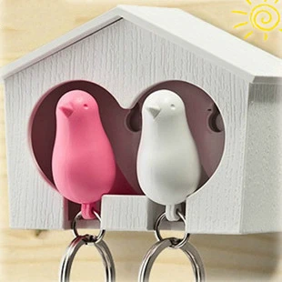 

Cute Double Bird Nest House Adornment Bird Whistle Good Toy Key Buckle Chain Hanging Houlder Keychain Keyring For Keys