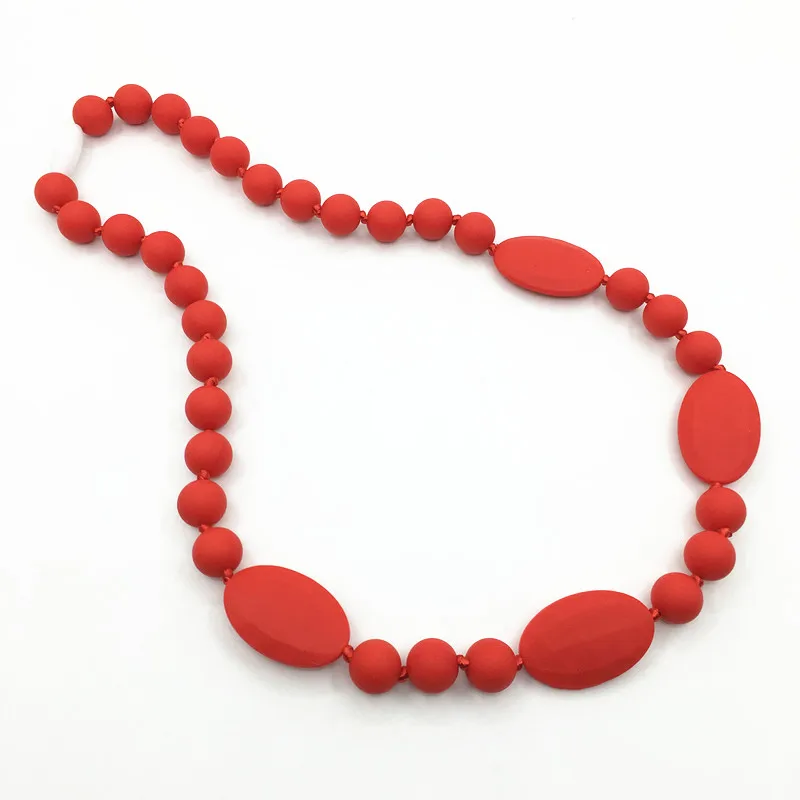 Прорезиненное Силиконовое ожерелье для ребенка без БФА, силиконовый Прорезыватель для зубов, детское жевательное ожерелье, ожерелье для мамы, 1 шт - Окраска металла: red