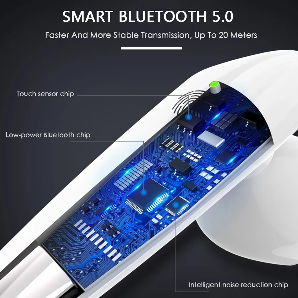 2019 умные наушники вкладыши TWS с V5.0 Автоматическая игра сопряжения Шум