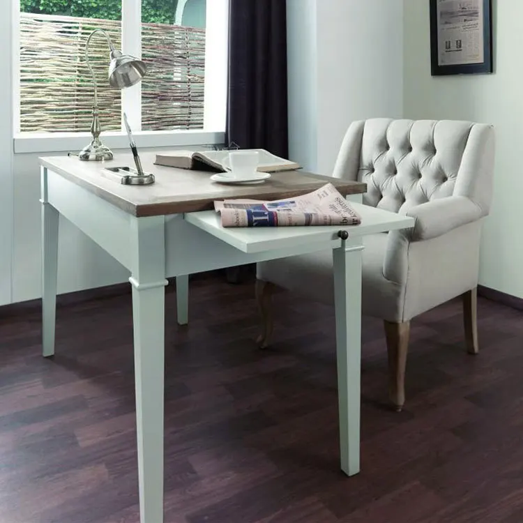 European Minimalist Vintage White Birch Wood Furniture Oak Desk