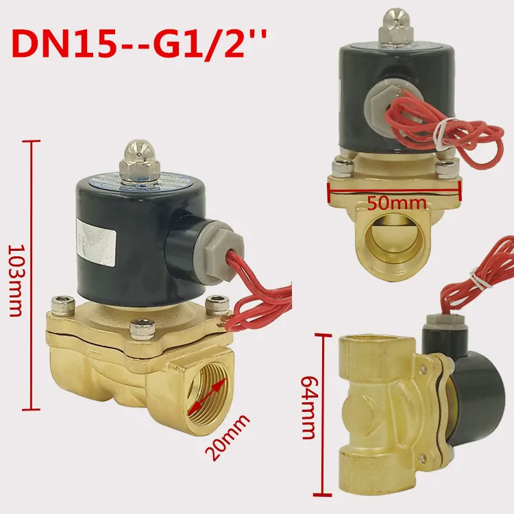 Газ Вода Пневматический электромагнитный клапан воды, воздуха DC/24 V/12 V AC/220 V 2W-06/08/10/15/20/25/32/40/50, NC, 2 варианта