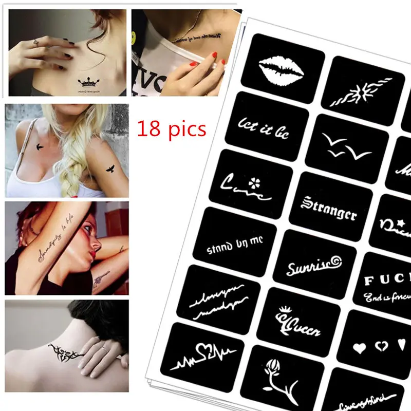 18 صورة تاتو حنة الإستنسل DIY Jagua الرسم قوالب البخاخة موقع قران الجسم الفن صغيرة فلاش الوشم استنسل C23 18 صورة تاتو حنة الإستنسل DIY Jagua الرسم قوالب البخاخة موقع قران الجسم الفن صغيرة فلاش الوشم استنسل C23