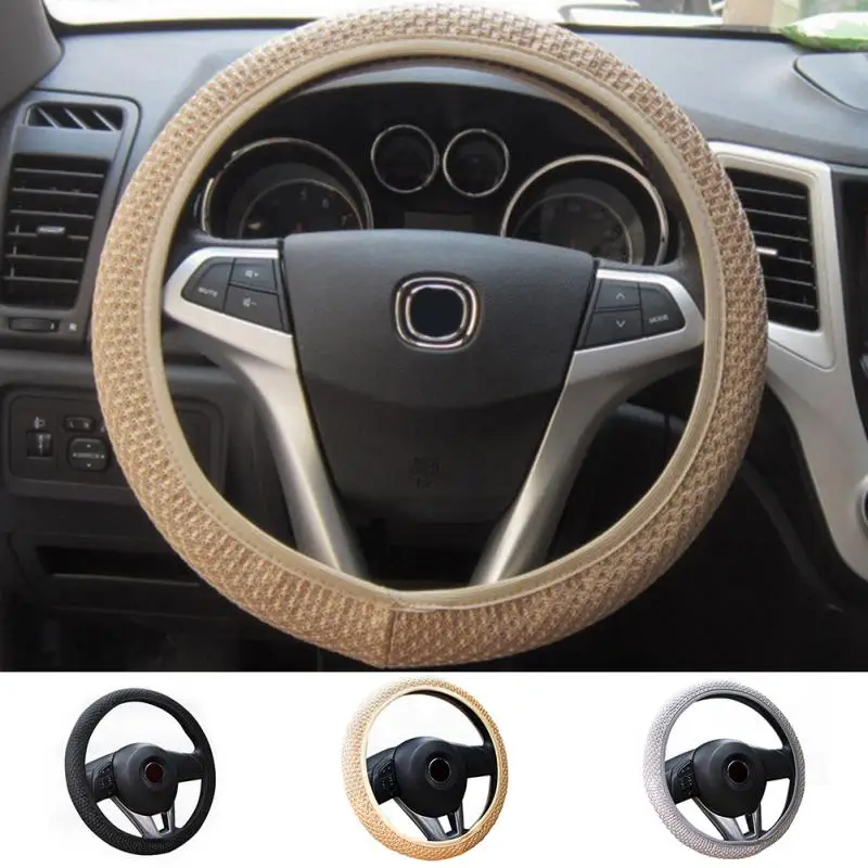 

1 x Steering Wheel Cover Car Auto 36/38cm Universal leather Elastic Handmade Skidproof Steering Wheel Cover 3 Colors