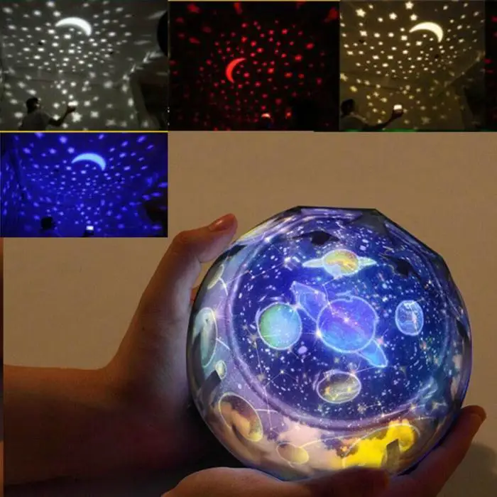 Новейший детский ночник лампа проектора 360 Вращающаяся Звездная лампа в форме планеты для спальни подарок с 5 комплектами пленки