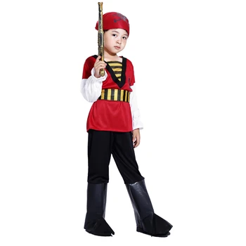 

Halloween Pirate Cosplay Suit Boy Red Skull Pirate Costume Set with Pirate Blaster for 4-6 Years Old - M Size